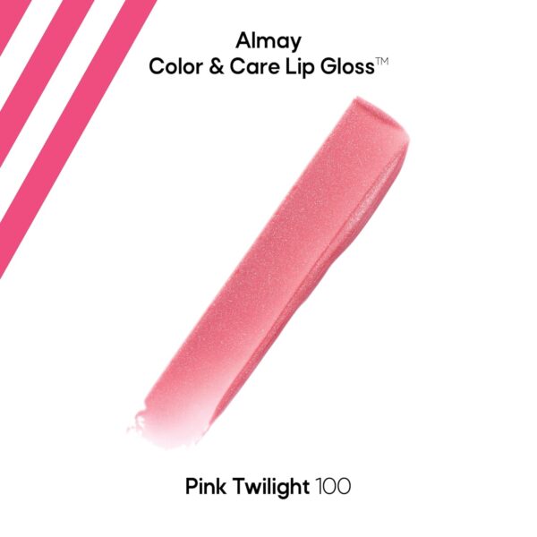 Almay Color & Care Hydrating Lip Gloss, Soft Natural Hues, Prebiotic Complex, Hyaluronic Filling-Sphere Technology, 100 Pink Twilight, 0.1 Fl Oz