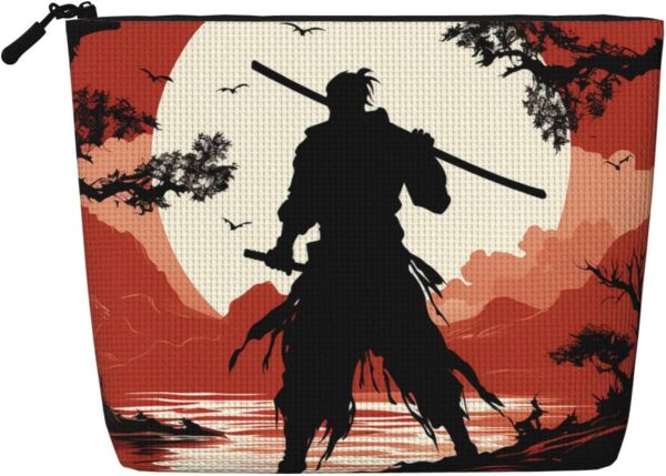 Linen Makeup Bag For Women, Waterproof Travel Cosmetic Organizer Lightweight Zipper Travel Toiletry Bag Organizer Samurai Makeup Brushes Storage Bag