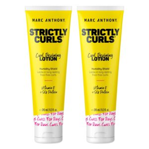 Marc Anthony Curl Defining Lotion, Strictly Curls - 2 Pack - Silk Protein & Vitamin E Hair Gel for Dry Damaged Curly Hair - Sulfate-Free Moisturizing Detangler & Anti Frizz Styling Product 8.3 Fl Oz