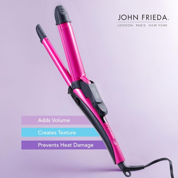 John Frieda 3-in-1 Hair Styling Tool, Ceramic Tourmaline Hair Waver, 14 Temp Settings up to 410F, Straighten, Wave, Curl, Frizz-Free, Fast Heat-Up, Auto Shut-Off, for All