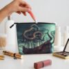 Linen Makeup Bag For Women, Waterproof Travel Cosmetic Organizer Lightweight Zipper Travel Toiletry Bag Organizer Octopus Ship Makeup Brushes Storage Bag