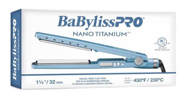 BabylissPRO Nano Titanium Ionic Hair Straightener, Professional Flat Iron For All Hair Types