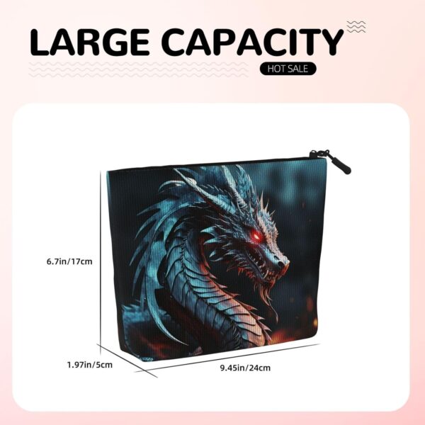 Linen Makeup Bag For Women, Waterproof Travel Cosmetic Organizer Lightweight Zipper Travel Toiletry Bag Organizer Dragon Makeup Brushes Storage Bag