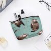 Otters Makeup Bag for Women Portable Travel Toiletry Pouch, PU Leather Cosmetic Bag with Zipper