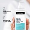 Neutrogena Ultra Gentle Cream-to-Foam Facial Cleanser, Transforms from a Creamy Cleanser to a Foaming Face Wash for Sensitive Skin, Fragrance-Free, Hypoallergenic, Non-Comedogenic, 12 oz