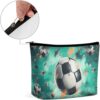 Makeup Bag for Women Cosmetic Bags Soccer Travel Toiletry Bag Cute Zipper Make Up Bags Large Capacity Makeup Case Organizer Portable Makeup Pouch for Travelling Gift