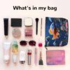 Linen Makeup Bag For Women, Waterproof Travel Cosmetic Organizer Lightweight Zipper Travel Toiletry Bag Organizer Fishs Makeup Brushes Storage Bag