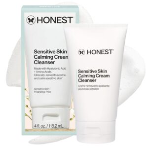 Honest Beauty Sensitive Skin Calming Cream Cleanser | Gently Cleanses, Hydrates, + Calms Skin | Hypoallergenic, Fragrance Free, Vegan | 4 fl oz
