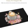 Floral Perfume Bottle Illustration Placemats Washable PVC Table Mats Kitchen Table Placemat for Indoor Outdoor