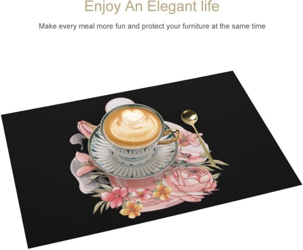 Floral Perfume Bottle Illustration Placemats Washable PVC Table Mats Kitchen Table Placemat for Indoor Outdoor