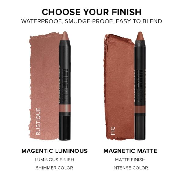 Nudestix Magnetic Luminous Eye Color Pencil, Eyeshadow + Eyeliner + Eyelid Primer + Highlighter Stick, Satin Finish Cream Makeup, Long Lasting, Waterproof