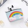 Small Rainbow Makeup Bag for Women Portable Travel Toiletry Pouch, PU Leather Cosmetic Bag with Zipper