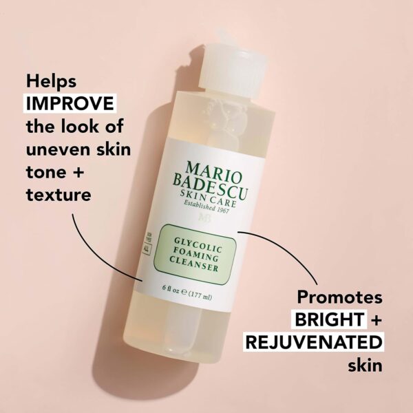 Mario Badescu Glycolic Foaming Cleanser for All Skin Types| Exfoliating Face Wash with Glycolic Acid & Aloe Vera| Visibly Evens Skin Tone & Texture