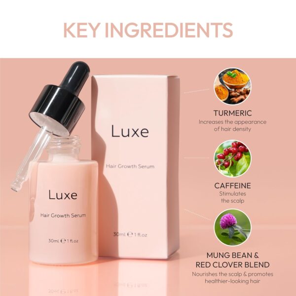 Luxe Cosmetics Hair Growth Serum - 30ml, Advanced Formula for Fuller, Healthier Hair, Reduces Hair Loss, Breakage and Shedding