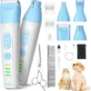 SUPRENT Dog Grooming Kit, 4 in 1 Quiet Pet Clippers for Grooming Supplies, Cordless Cat Paw Trimmer Dog Nail Grinder, Professional Long Hair Shaver Set for Cat Matted Hair and Small Dogs Blue