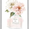 Stupell Industries Dream on Dreamer Phrase Pink Florals Perfume Bottle, Designed by Carol Robinson Gray Framed Wall Art, 11 x 14