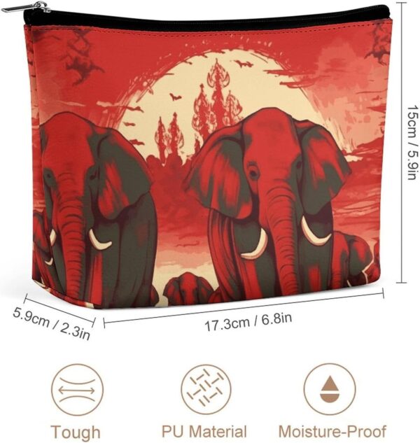 Makeup Bag for Women Cosmetic Bags Elephants Red Travel Toiletry Bag Cute Zipper Make Up Bags Large Capacity Make Up Case Organizer Portable Makeup Pouch for Travelling Gift