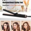 360° Airflow Styler Curling Iron, 2 in 1 Hair Straightener and Curler with Vented Cool Air to Lock in Style, 1.25 Inch Extra Long Flat Iron Curling Iron in One, Dual Voltage for Travel, LCD Display
