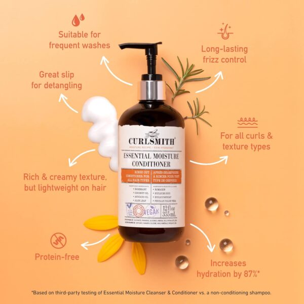 CURLSMITH - Essential Moisture Conditioner, Lightweight Frizz Control for Wavy, Curly and Coily Hair, Vegan