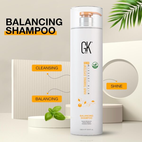 GK HAIR Balancing Shampoo Repairs Dry Damage For Oily Flaky Itchy Scalp Thinning Removes Impurities Deep Cleansing Natural Moisture Keratin Treatment Sulfate Parabem Free All Hair Types - 33.8 Ounce