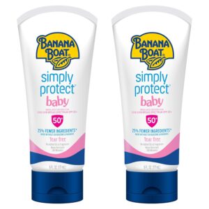 Banana Boat 100% Mineral Baby Sunscreen Lotion SPF 50 Twin Pack | SPF 50 Sunscreen for Babies, Baby Sunblock Lotion, Oxybenzone-Free, 6oz each