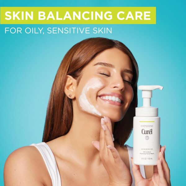 Curel Oil Control Japanese Skin Care, Foaming Face Wash For Dry, Sensitive Skin, Gentle Face Wash for Women and Men, 5 Oz