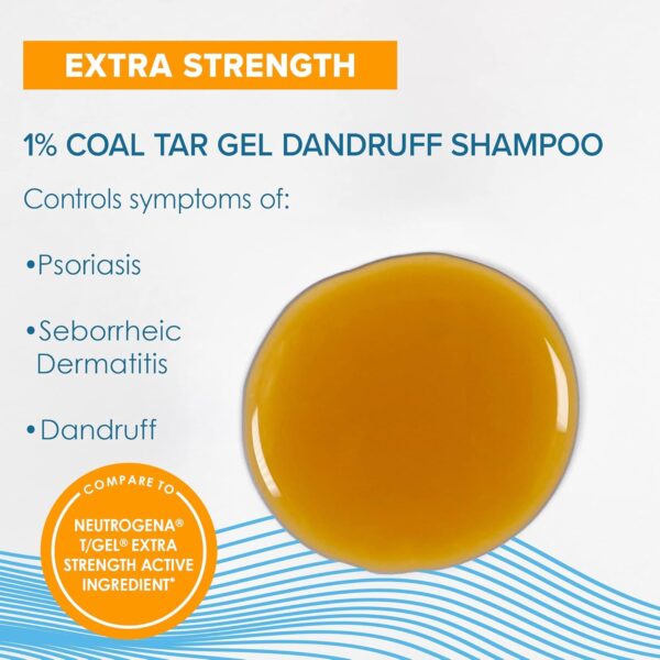 True+Real Coal Tar Therapeutic Plus Tar Gel Anti-Dandruff Shampoo Extra Strength 1% Coal Tar, 6 Fluid Ounce 2 Pack
