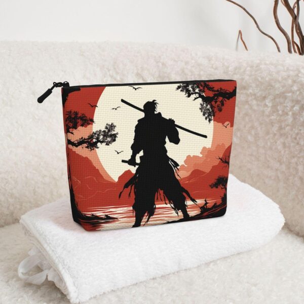 Linen Makeup Bag For Women, Waterproof Travel Cosmetic Organizer Lightweight Zipper Travel Toiletry Bag Organizer Samurai Makeup Brushes Storage Bag