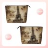 Linen Makeup Bag For Women, Waterproof Travel Cosmetic Organizer Lightweight Zipper Travel Toiletry Bag Organizer Paris Eiffel Tower Makeup Brushes Storage Bag