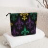 Linen Makeup Bag For Women, Waterproof Travel Cosmetic Organizer Lightweight Zipper Travel Toiletry Bag Organizer 3d Fleur De Lis Mardi Gras Makeup Brushes Storage Bag