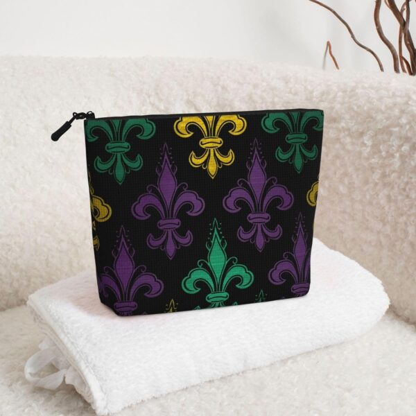 Linen Makeup Bag For Women, Waterproof Travel Cosmetic Organizer Lightweight Zipper Travel Toiletry Bag Organizer 3d Fleur De Lis Mardi Gras Makeup Brushes Storage Bag
