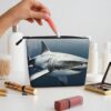 Linen Makeup Bag For Women, Waterproof Travel Cosmetic Organizer Lightweight Zipper Travel Toiletry Bag Organizer 3d Shark Fish Makeup Brushes Storage Bag