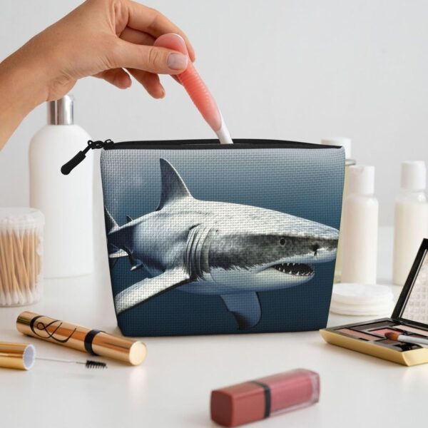Linen Makeup Bag For Women, Waterproof Travel Cosmetic Organizer Lightweight Zipper Travel Toiletry Bag Organizer 3d Shark Fish Makeup Brushes Storage Bag
