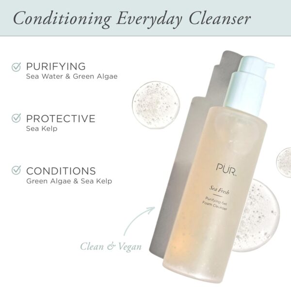 PÜR Beauty Sea Fresh Purifying Gel Foam Cleanser, Algae, Sea Kelp, Antioxidants, 5 FL oz