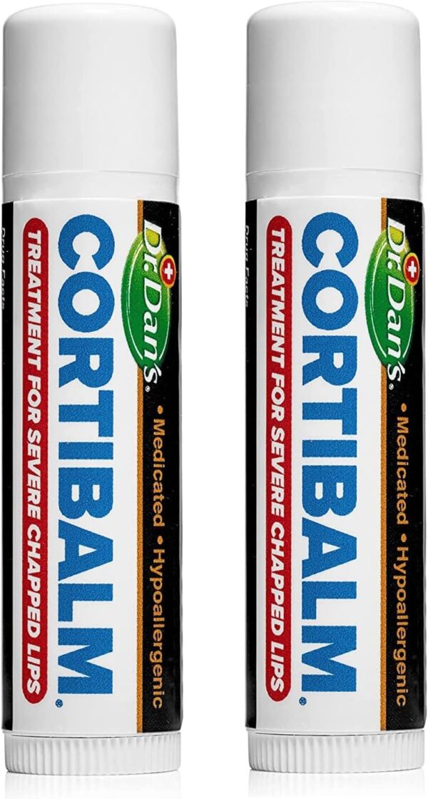 Dr. Dan's Cortibalm - 2 Pack - for Dry Cracked Lips - Healing Lip Balm for Severely Chapped Lips - Designed for Men, Women and Children
