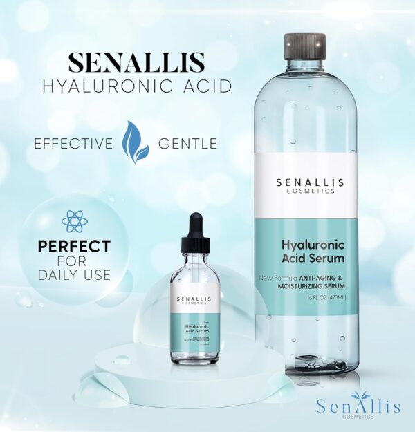 Hyaluronic Acid Serum 16 fl oz And 2 fl oz, Made From Pure Anti Aging/Wrinkle, Ultra Hydrating Moisturizer That Reduces Dry Skin Manufactured In USA