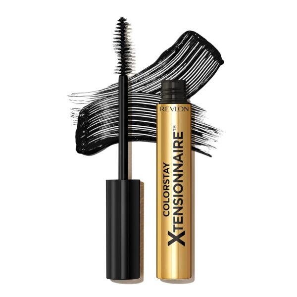 Revlon ColorStay Xtensionnaire Lengthening Lash Serum and Mascara In One, Tapered Brush for 2X Longer Looking Eyelashes, Infused with Pro Vitamin B5, Smudge-Proof, 201 Blackest Black