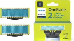 Philips Norelco OneBlade Anti Friction Blade, Genuine Replacement Blade for OneBlade Electric Shaver and Trimmer, Durable Stainless Steel, Trim, Edge and Shave, 2 Pack, QP225/80