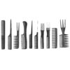 10Pcs Professional Hair Comb Set Barber Styling Tool Hair Brush Combs For Salon Home Use PP Material Black Various Sizes