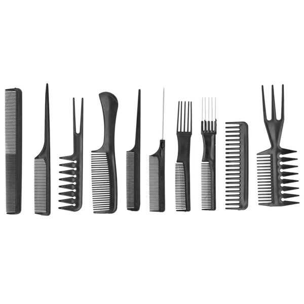 10Pcs Professional Hair Comb Set Barber Styling Tool Hair Brush Combs For Salon Home Use PP Material Black Various Sizes