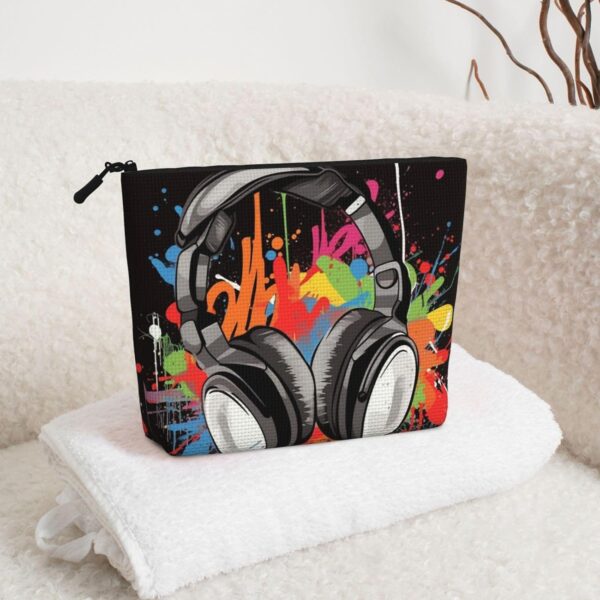 Linen Makeup Bag For Women, Waterproof Travel Cosmetic Organizer Lightweight Zipper Travel Toiletry Bag Organizer Music Style Makeup Brushes Storage Bag