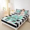 Erosebridal Black and Turquoise Bed Sheets Twin Size Fashion Black White Girly Sheets for Girl Women Modern Flower Floral Perfume Striped Fitted Sheet High Heels Magazine Books Bed Set