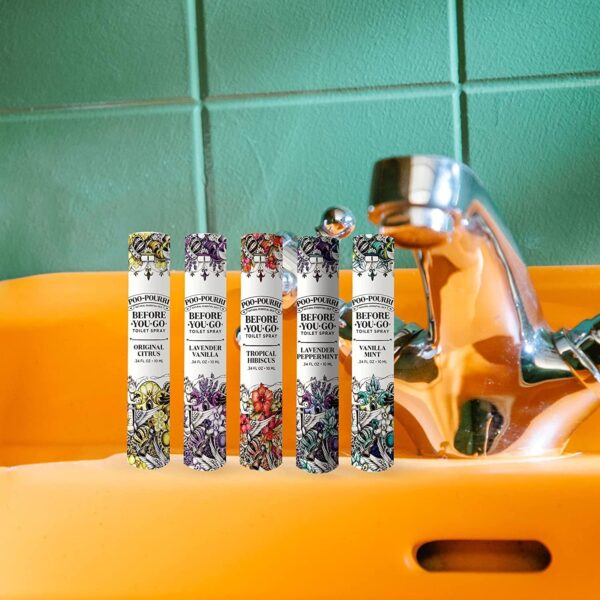 Poo-Pourri Before-You-Go Toilet Spray, In A Pinch Pack, Variety Travel Size 10 mL - Original Citrus, Lavender Vanilla, Tropical Hibiscus, Vanilla Mint and Lavender Peppermint