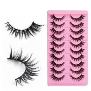 Russian Strip False Eyelashes Thick Volume 12mm Wispy Faux Mink Lashes 8D Volume Long Cat Eye Lashes Dramatic (Cat Eye L18)