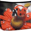 Makeup Bag for Women Cosmetic Bags Ladybug Daisy Travel Toiletry Bag Cute Zipper Make Up Bags Large Capacity Make Up Case Organizer Portable Makeup Pouch for Travelling Gift