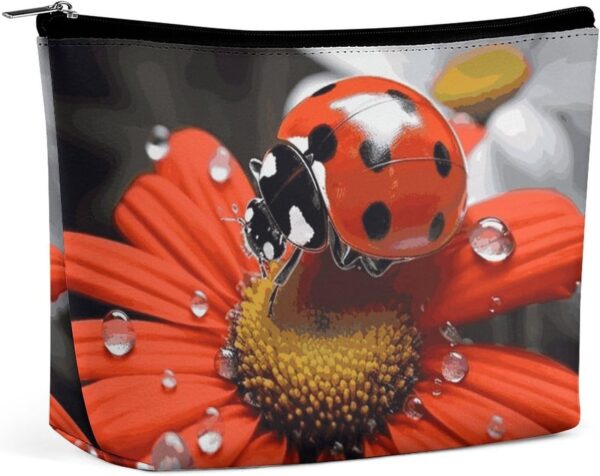 Makeup Bag for Women Cosmetic Bags Ladybug Daisy Travel Toiletry Bag Cute Zipper Make Up Bags Large Capacity Make Up Case Organizer Portable Makeup Pouch for Travelling Gift