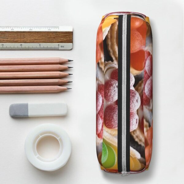 Fresh Sweet Tarts Leather Pencil Case Large Capacity Pen Pouch,Zipper Makeup Bag For Women Men Travel Toiletry Bags Waterproof Cosmetic Bag Wide-Open Coin Pouch Purse