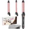 Rotating Curling Iron - 3 in1 Automatic Curling Iron with Interchangeable CurlingWand, 3/4, 1 1/4, 1 Inch CurlingIron for Lasting Beach Waves, Adjustable Temp, Instant Heat, Dual Voltage (Black)