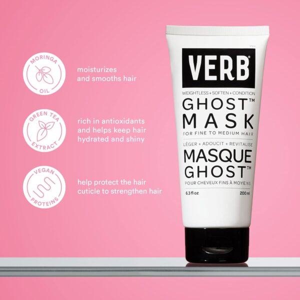 VERB Ghost Hair Mask - Vegan Deep Conditioning Hair Treatment – Repair Hair Mask for Damaged Hair – Intense Hydration Mask with Moringa Oil Defrizzes and Promotes Shine, 6.3 fl oz
