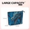 Linen Makeup Bag For Women, Waterproof Travel Cosmetic Organizer Lightweight Zipper Travel Toiletry Bag Organizer Dragon Cool Blue Makeup Brushes Storage Bag